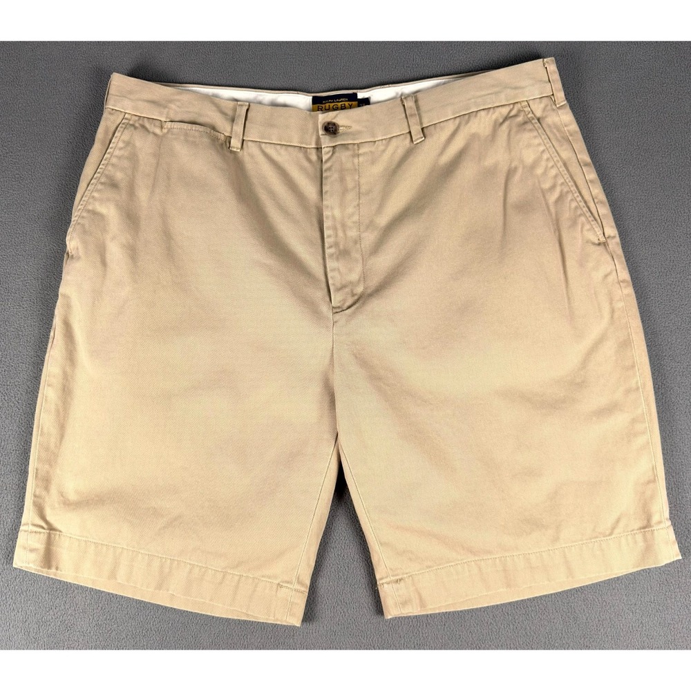 Rugby Ralph Lauren Shorts Mens 38 Beige Cotton Twill Prep Classic Old Money